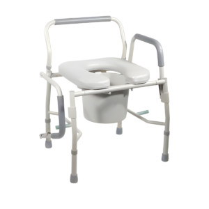 Commode,Drop-Arm KD w/Padded Open-Front Seat, Tool-Free