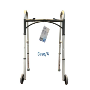 WALK WITH ME Folding Aluminum 2 Button Walker w/5"Wheels Cs4