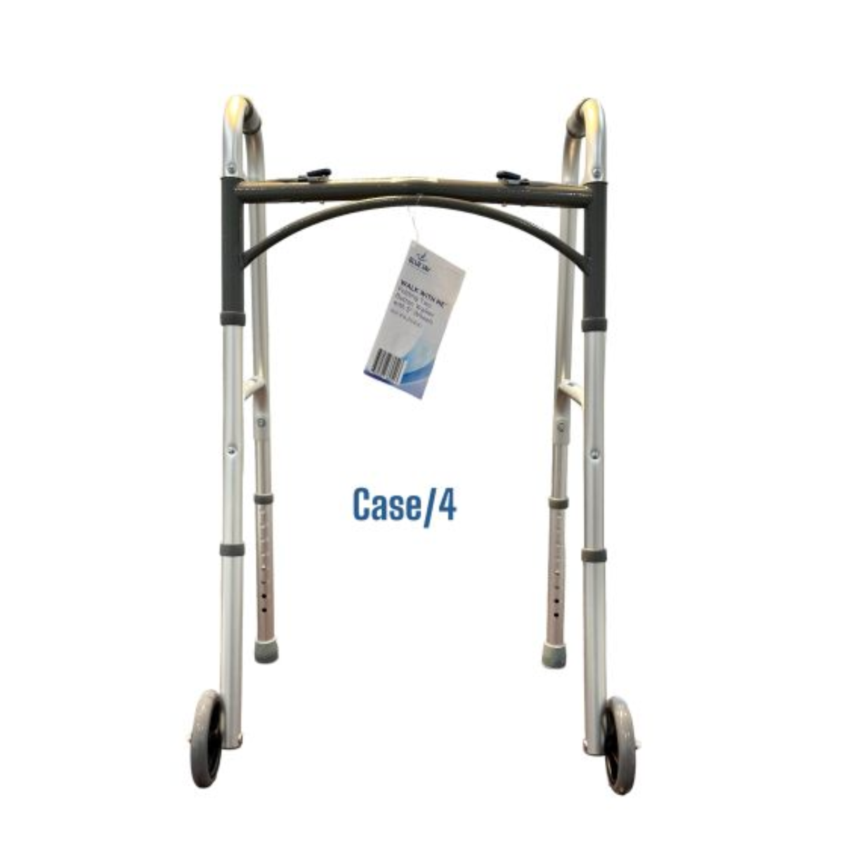 WALK WITH ME Folding Aluminum 2 Button Walker w/5"Wheels Cs4