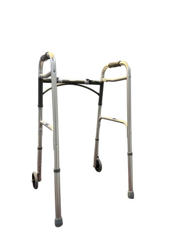 WALK WITH ME Folding Aluminum 2 Button Walker w/5"Wheels Cs4 - Image 4