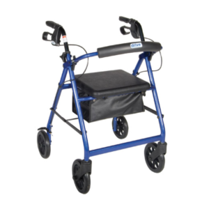 Rollator, Aluminum w/Fold-Up & Remov Back, Padded Seat Blue