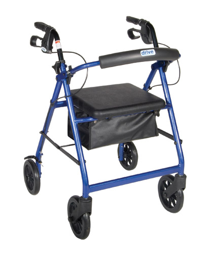 Rollator, Aluminum w/Fold-Up & Remov Back, Padded Seat Blue - Image 2