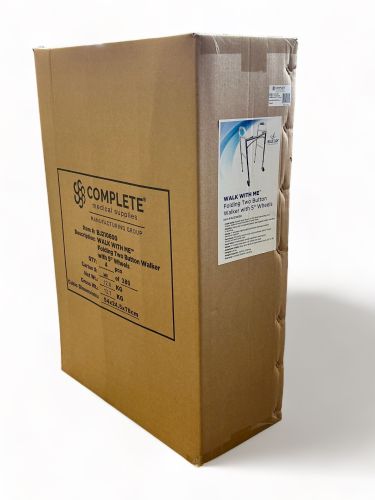 WALK WITH ME Folding Aluminum 2 Button Walker w/5"Wheels Cs4 - Image 6