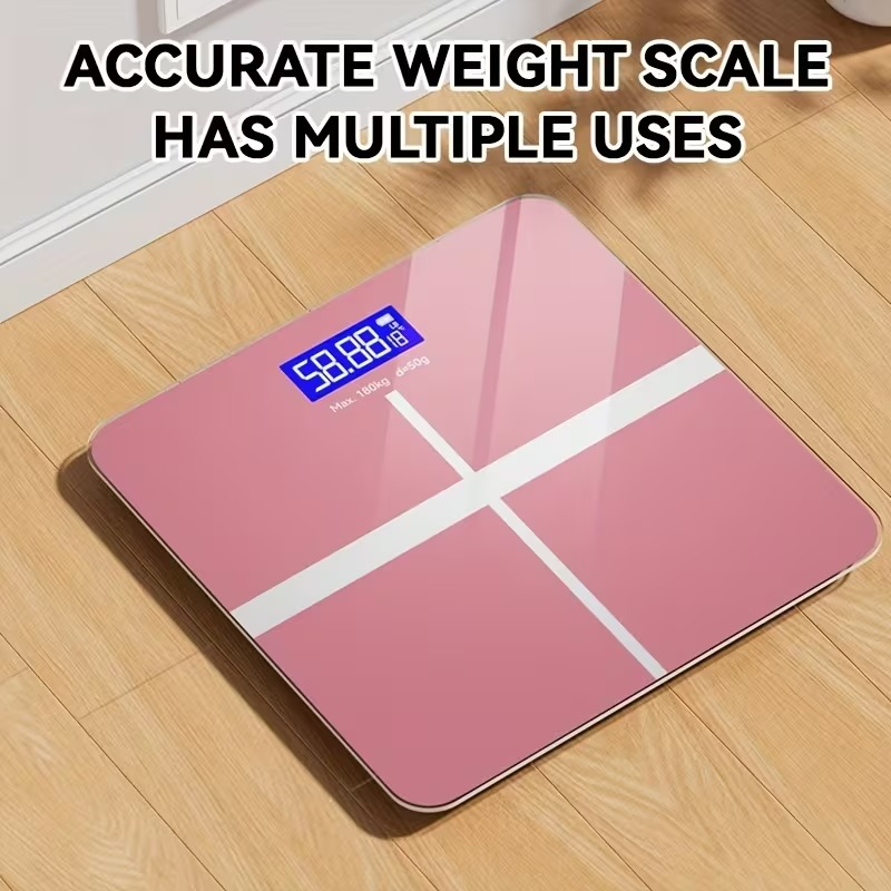Pink Digital Bathroom Scale 396 lbs / 180 kg โ High Precision Body Weight Scale with LCD Display & Temperature Sensor, Ultra-Wide Platform - Image 2