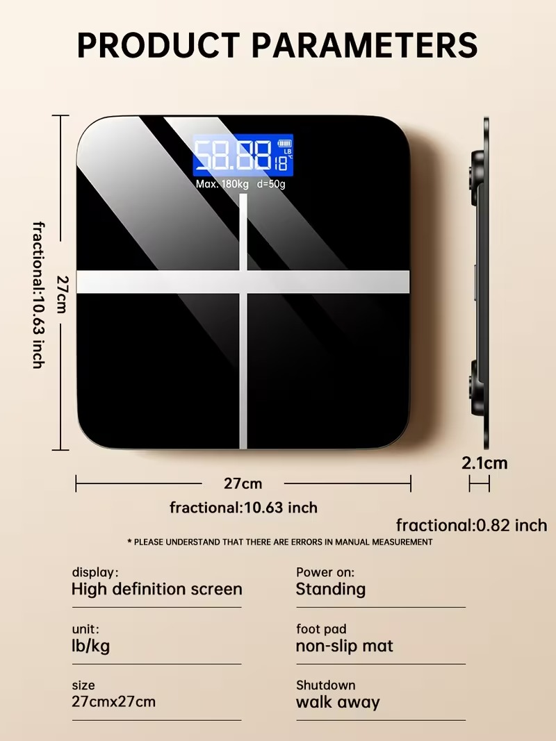 Pink Digital Bathroom Scale 396 lbs / 180 kg โ High Precision Body Weight Scale with LCD Display & Temperature Sensor, Ultra-Wide Platform - Image 5